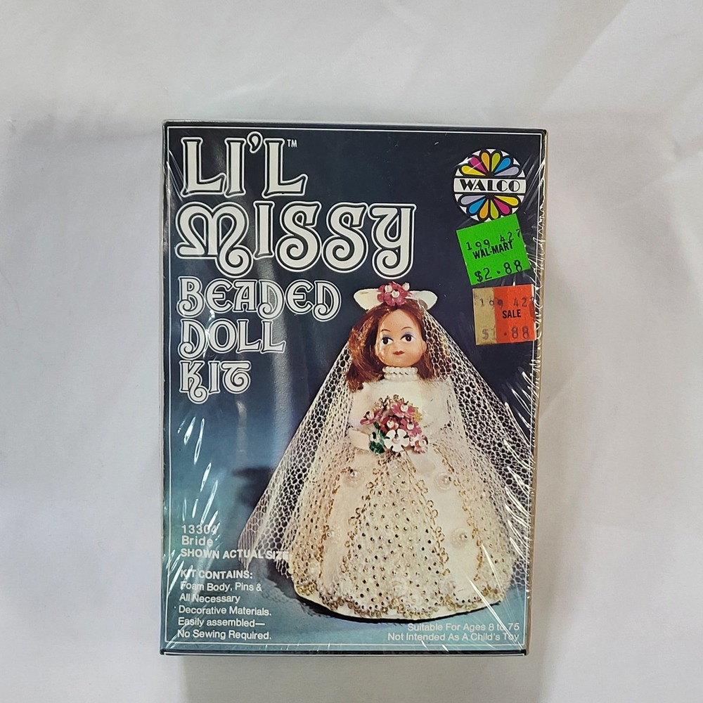 Vintage 1974 Walco Li'l Missy Beaded Doll Kit 13304 Bride New Sealed USA